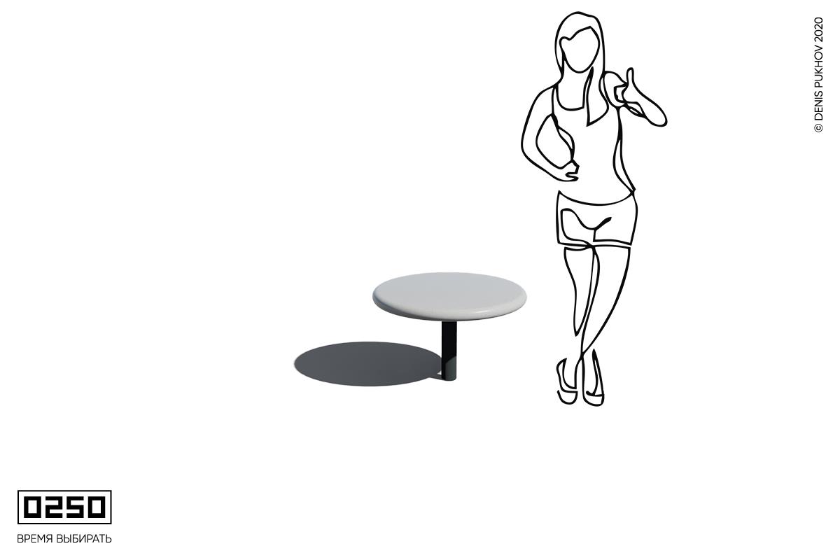 Круглый уличный кофейный стол с  столешницей из полированного архитектурного бетона , 2ГК
