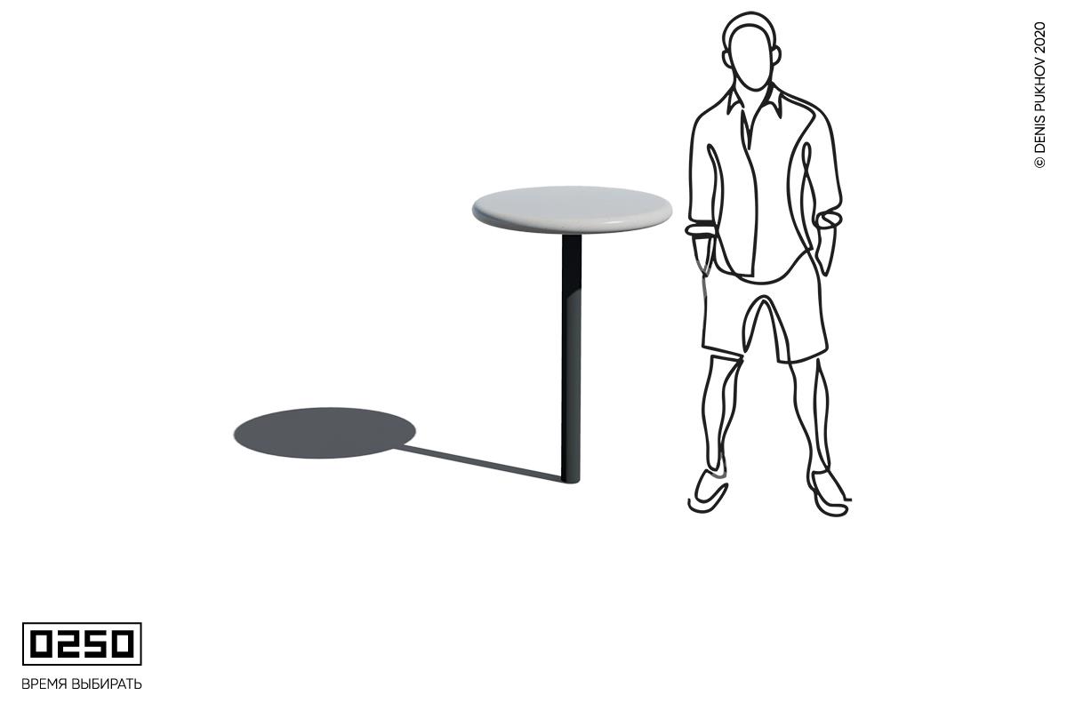 Барный уличный стол на одной ножке с круглой столешницей из бетона , 2ГСТ