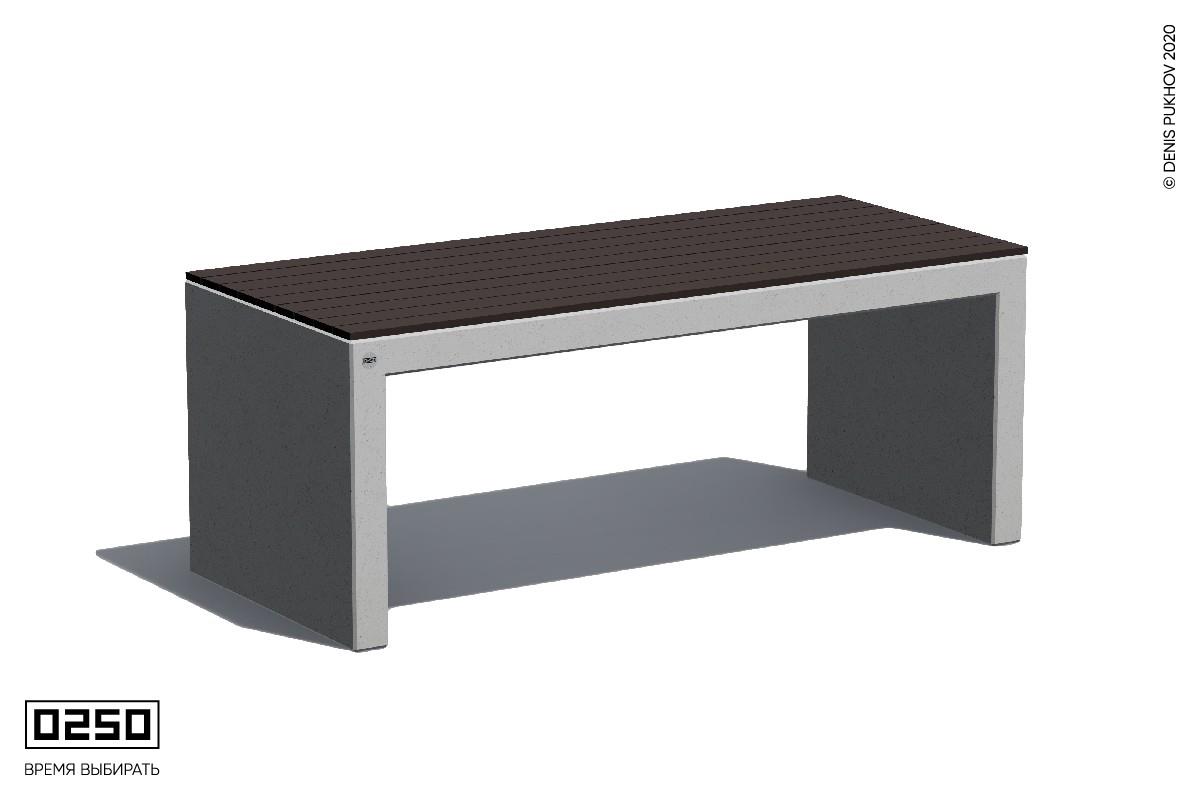 Парковый бетонный стол с настилом Белый кварц СТО-П.БК.ТБ