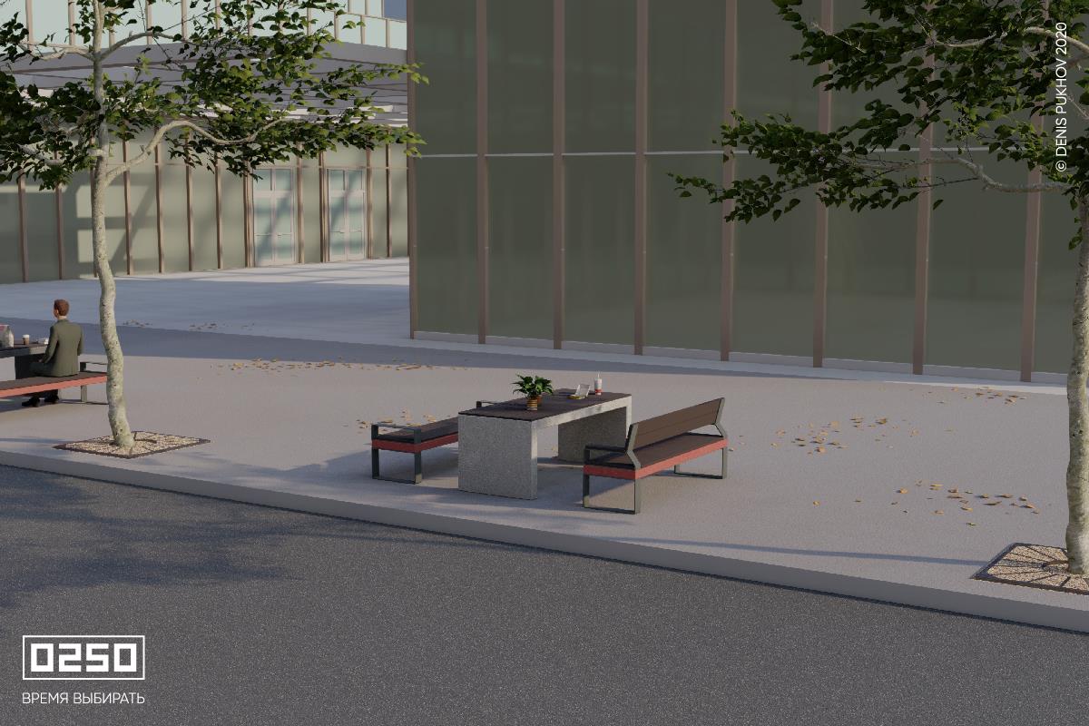 Илюстрация городской бетонный стол с настилом из тмд в городе