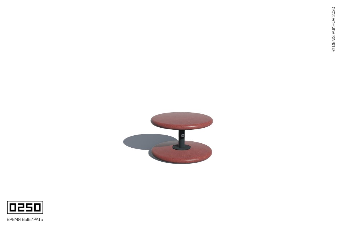 Илюстрация Уличный низкий стол одной металичесокй ножке красного цвета