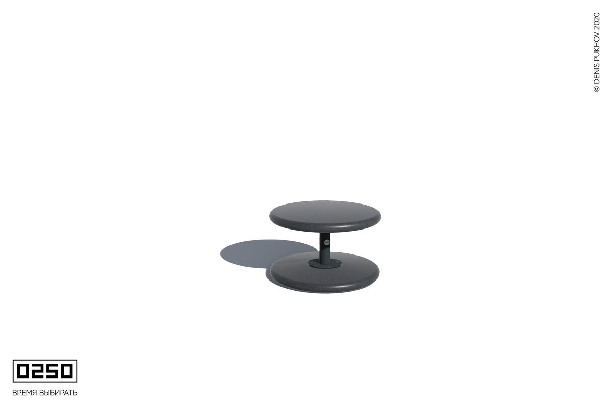 Илюстрация Кофейный улчный стол с круглой столешницей из бетона черного цвета